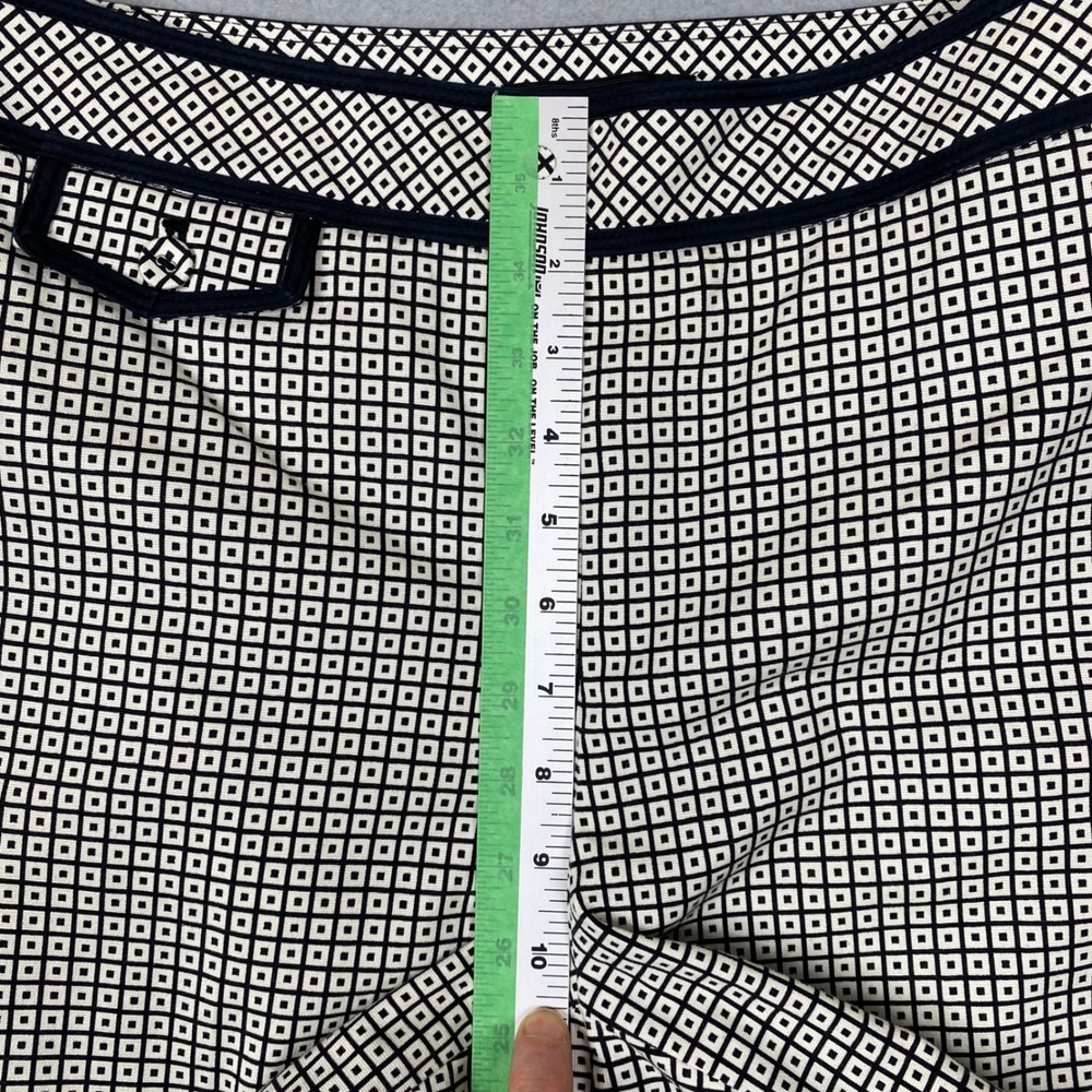 Talbots Geometric Square Print Stretch Cropped Dress Pants Womens 10 Black Ivory - Picture 8 of 11